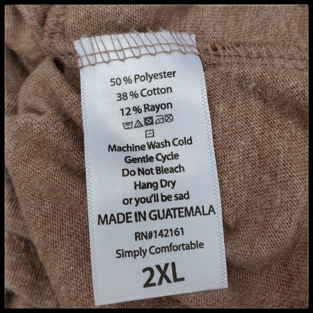 FINAL SALE‼️ LuLaRoe, 2XL Solid Brown Randy Tee, NWT - Picture 4 of 8